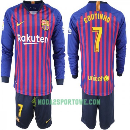 Koszulka FC Barcelona Coutinho 7 Dziecięcy Domowe Stroje Piłkarskie 2018-2019 Długi Rękaw